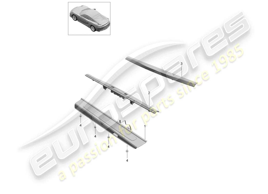 porsche 2016 (981 cayman gt4) sill trim strip side member trim part diagram