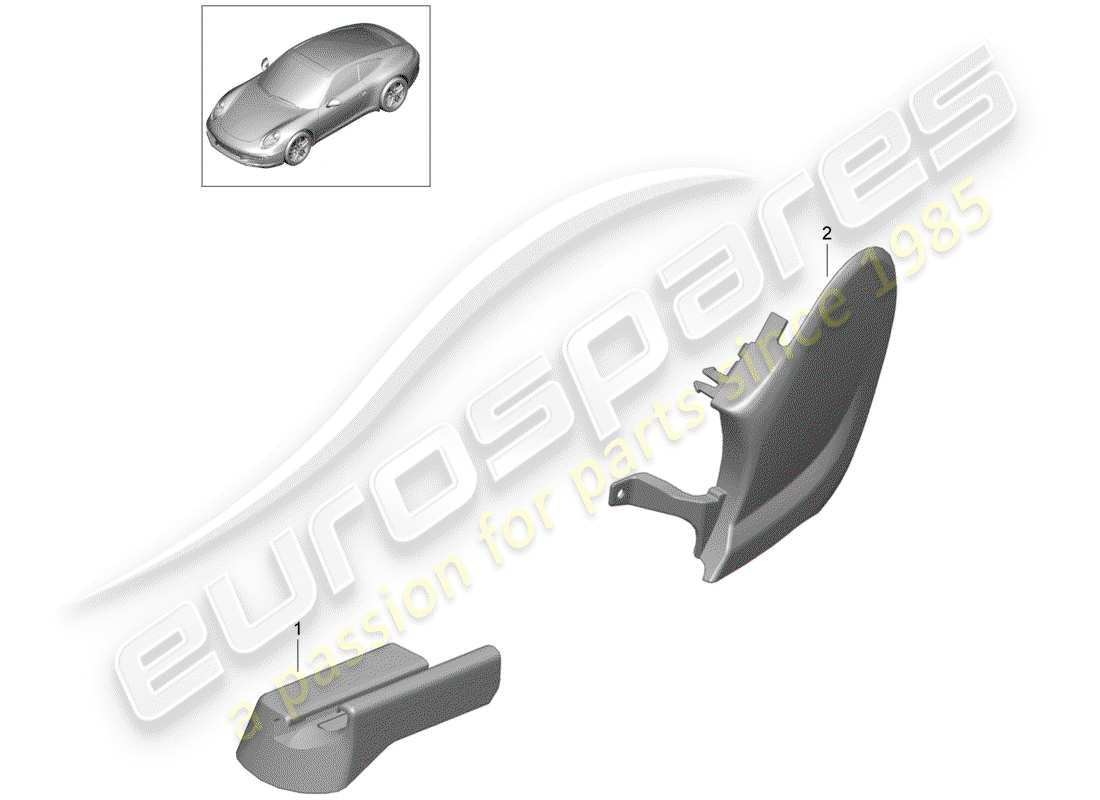 porsche 2016 (991-1) sports seat plus (complete) no longer available trim cover for guide rail for seat front parts diagram