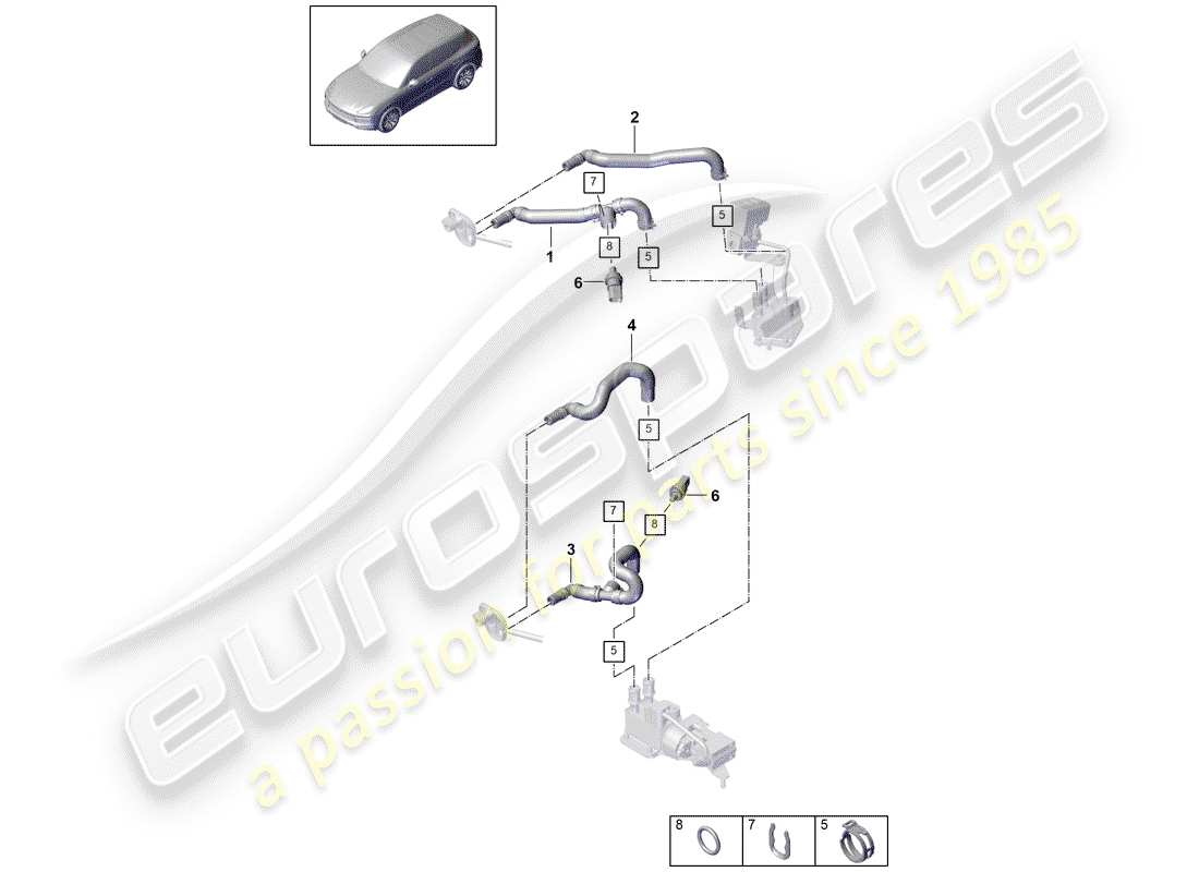 porsche 2019 (cayenne e3 9ya/9yb) heater low-temperature circuit water box for vehicles with hybrid drive parts diagram