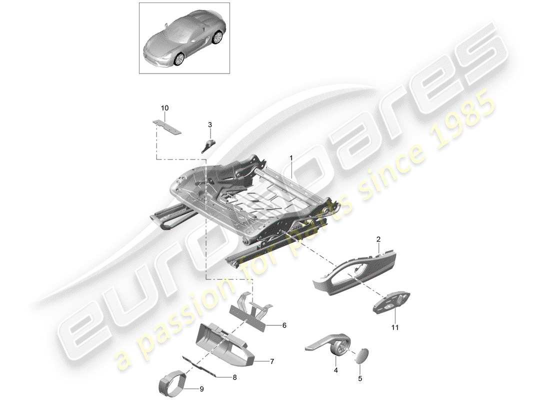 porsche 2016 (981 boxster spyder) seat frame sports seat plus accessories trim for switch parts diagram