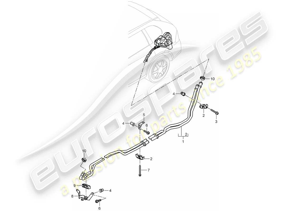 porsche 2018 (cayenne e2 92a) coolant pipe rear air conditioning part diagram