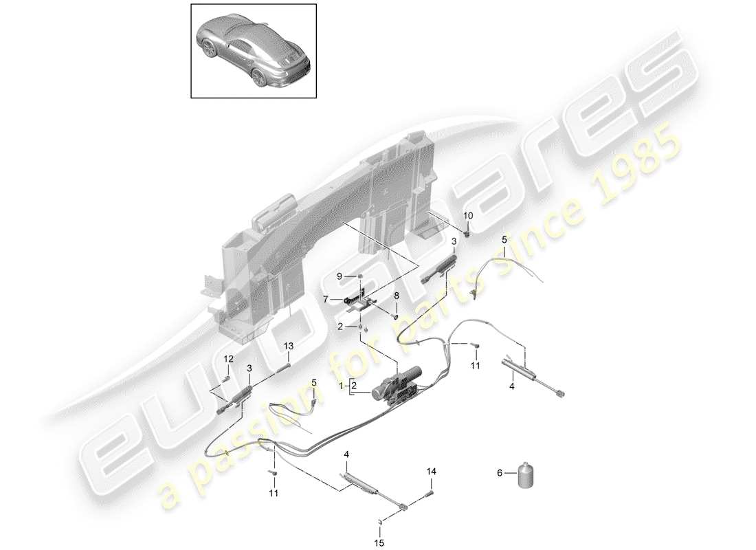 porsche 991 gen. 2 (2018) top stowage box parts diagram