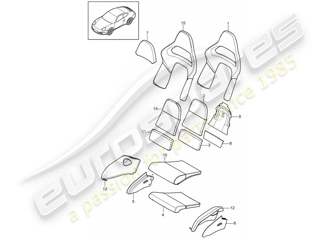 porsche 2010 (997-2) foam part parts diagram