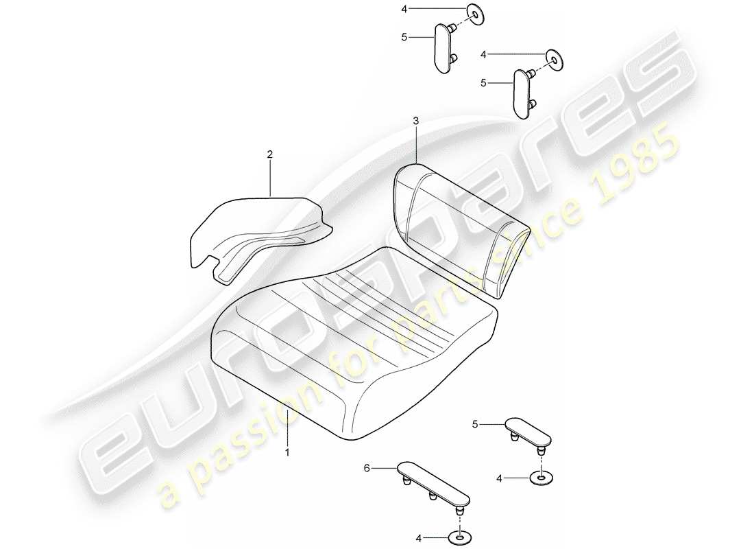 porsche 997 (2007) back seat cushion parts diagram