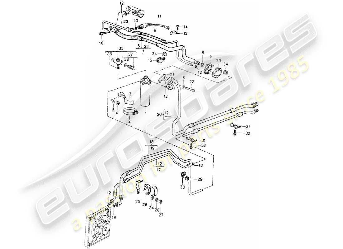 porsche 1994 (964) refrigerant circuit parts diagram