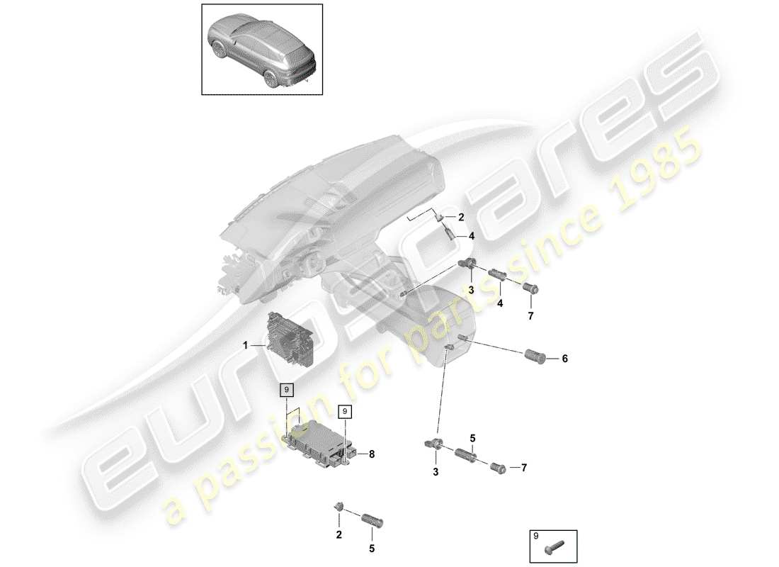 porsche 2018 (cayenne e3 9ya/9yb) voltage converter socket charging socket parts diagram