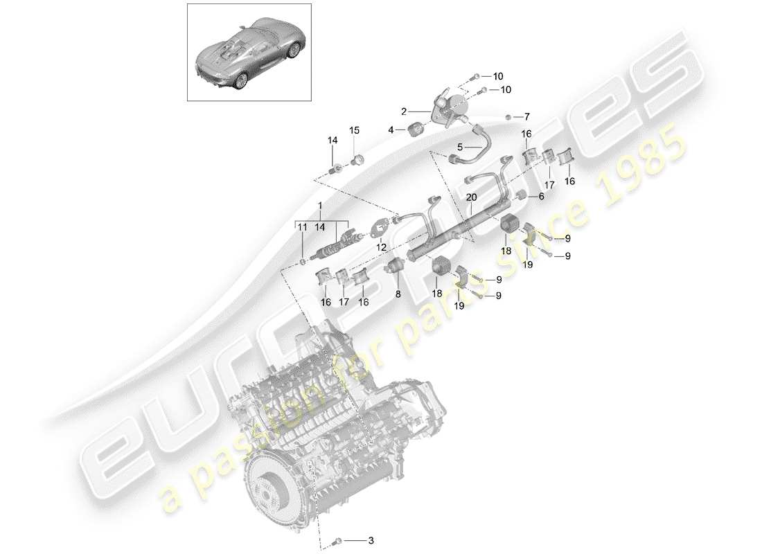 porsche 2015 (918 spyder) fuel collection pipe parts diagram