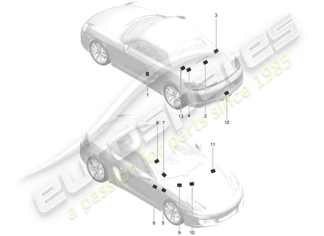 porsche 2013 (981 boxster) signs/notices parts diagram