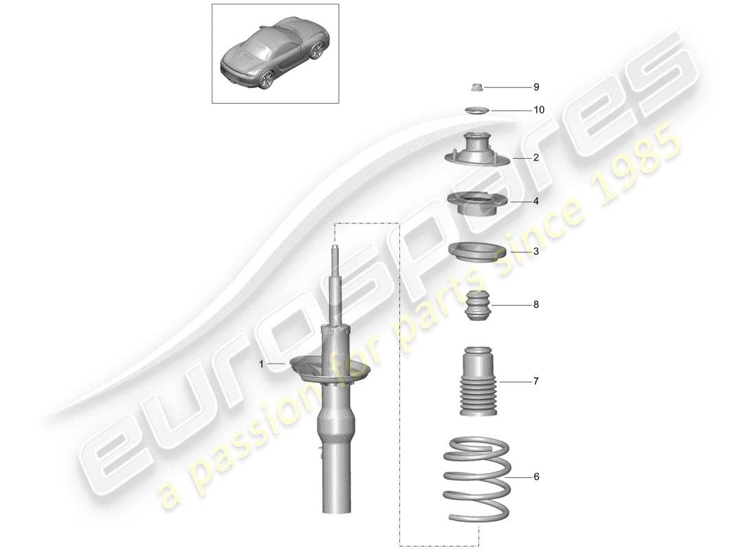 porsche 2013 (981 boxster) shock absorbers coil spring parts diagram