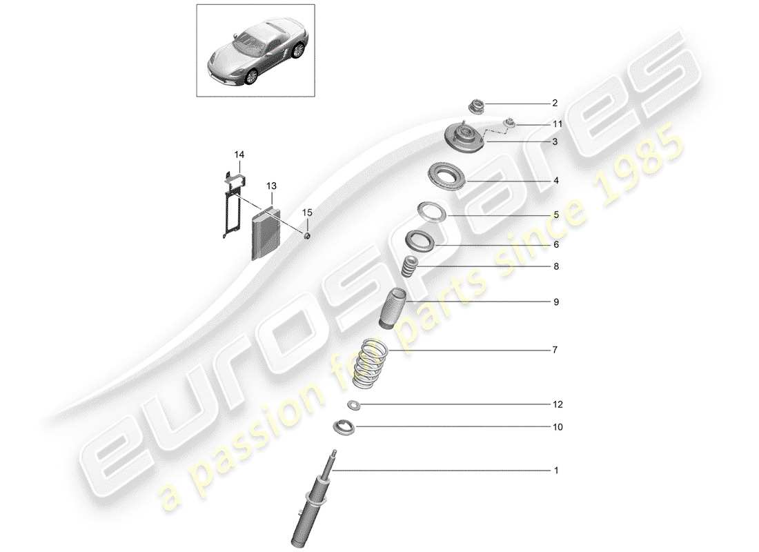 porsche 2018 (718 boxster) suspension shock absorbers parts diagram