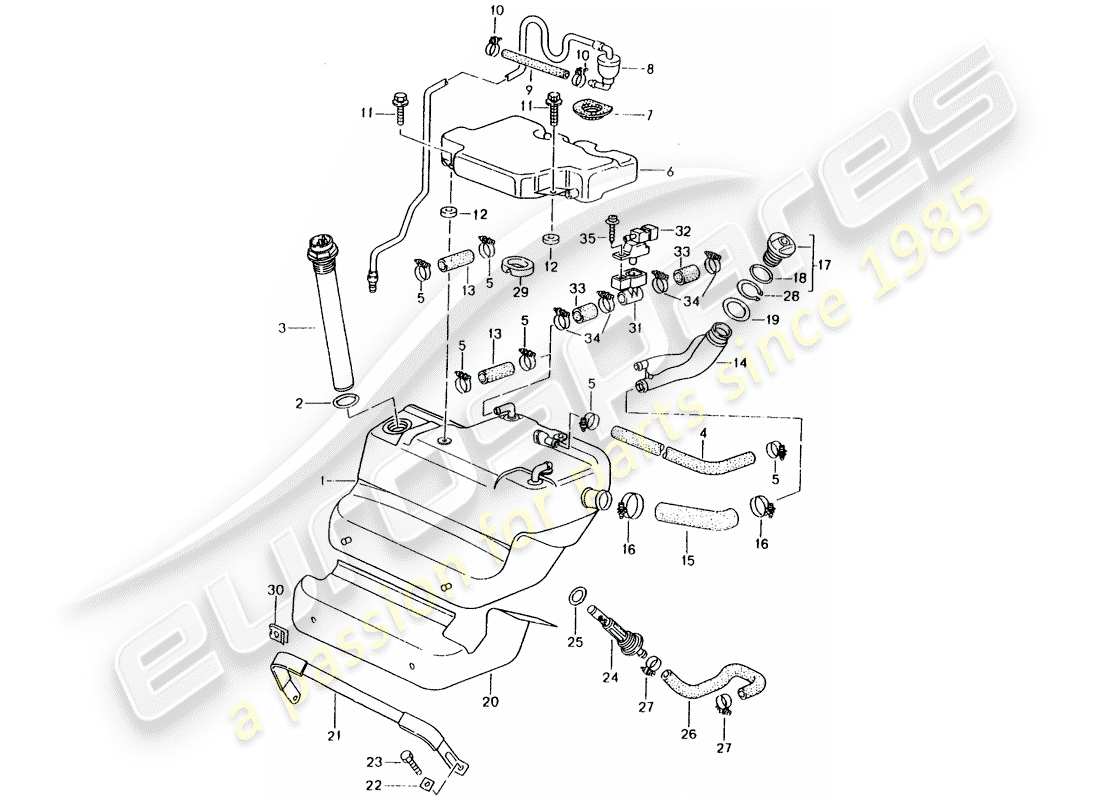 porsche 1997 (993) fuel tank part diagram