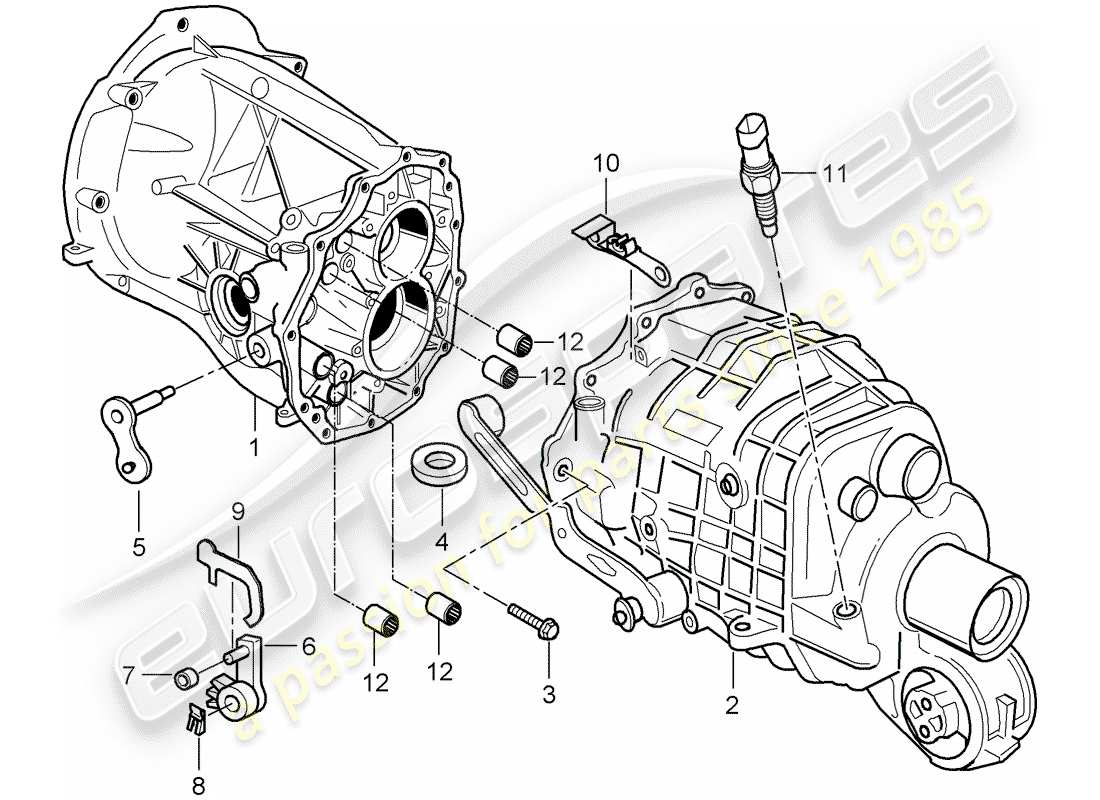 porsche 2003 (996) transmission case - transmission cover part diagram