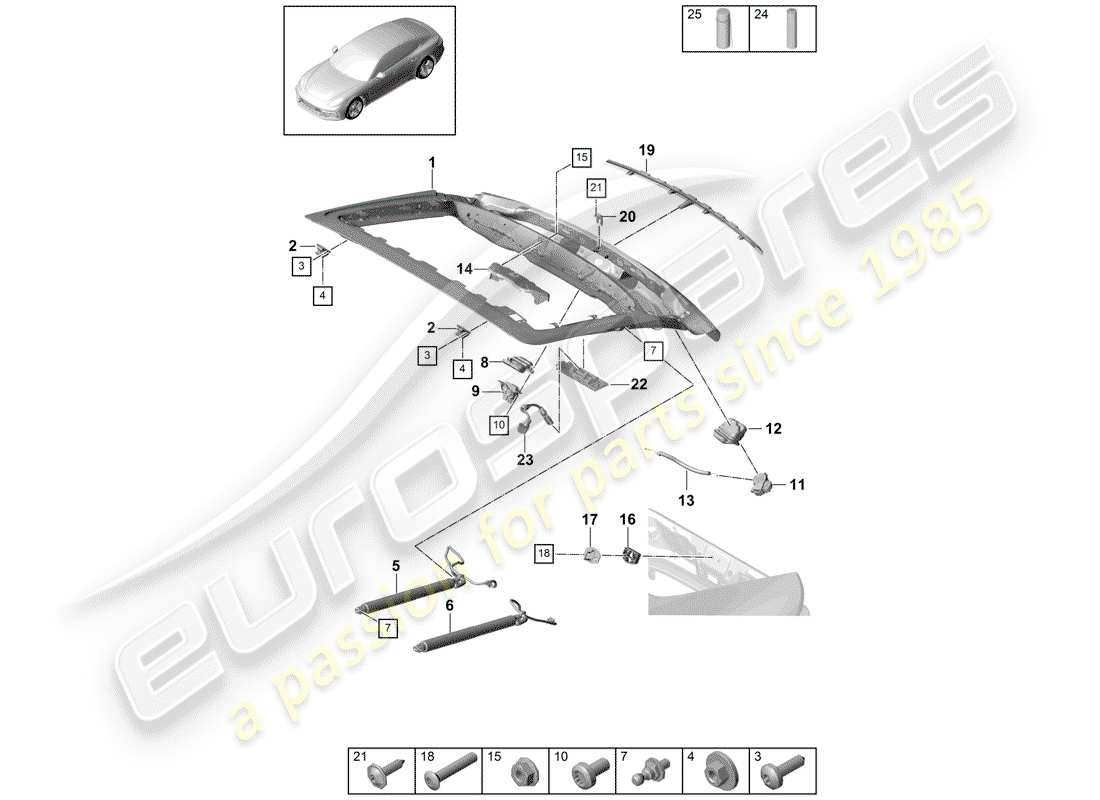 porsche 2017 (panamera 971-1) rear lid part diagram