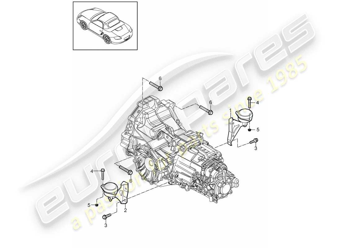 porsche 2012 (987 boxster) - pdk - gearbox gearbox mounting fastening screw engine parts diagram