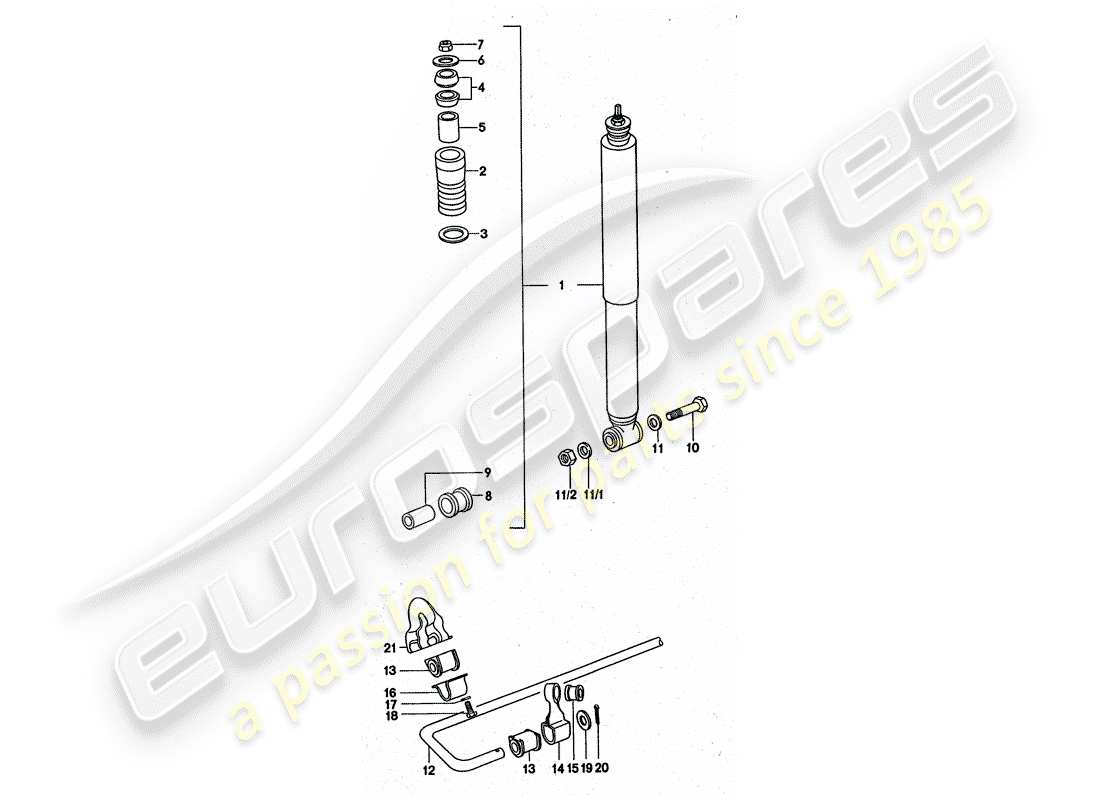 porsche 1976 (911 turbo) vibration damper - stabilizer part diagram