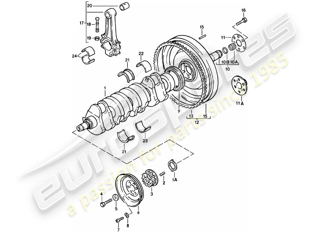 porsche 924 (1984) crankshaft - connecting rod parts diagram