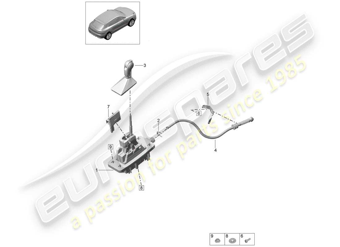 porsche 2020 (macan) selector lever - pdk - d >>- mj 2021 parts diagram