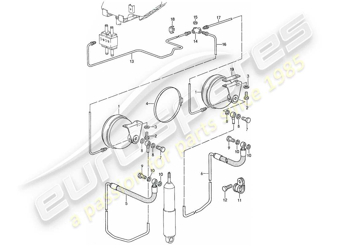 porsche 1988 (959) self levelling system - lines parts diagram
