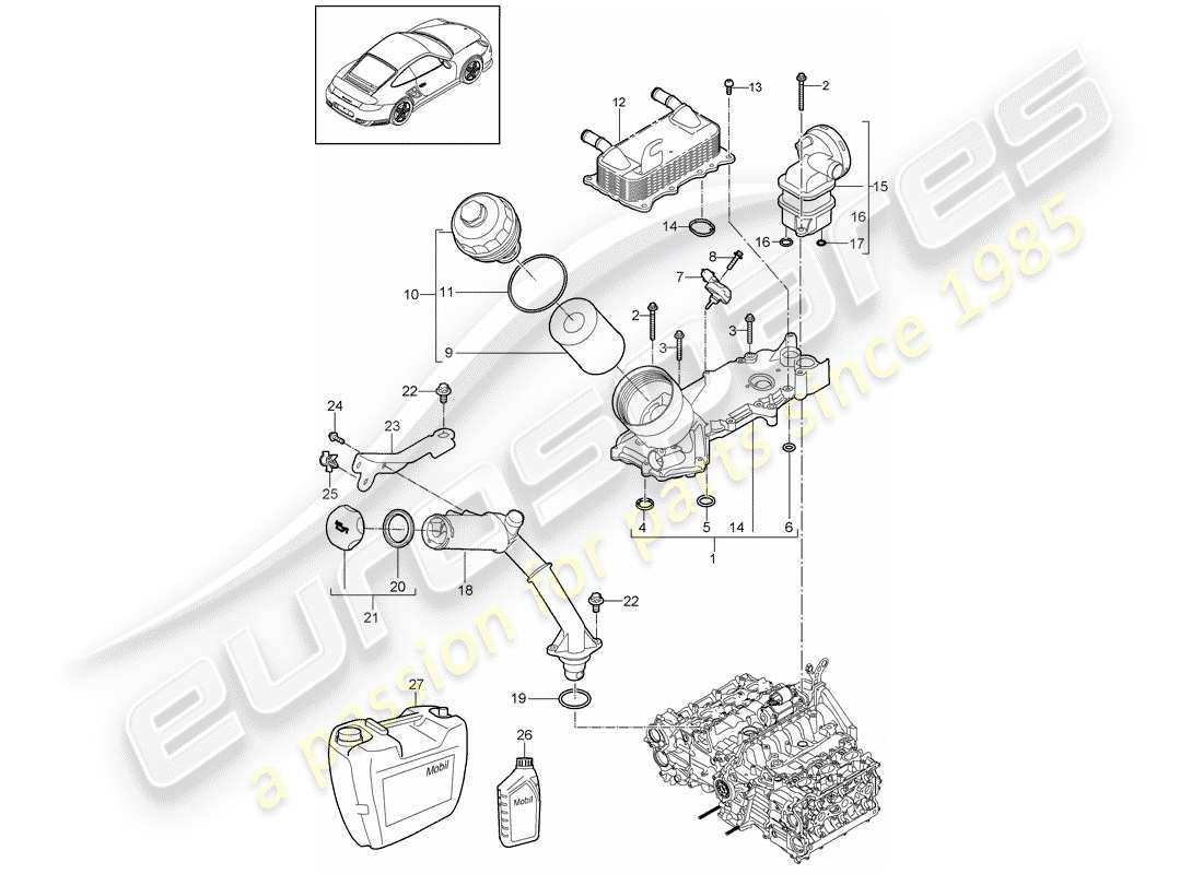 porsche 2013 (997-2 turbo / gt2 rs) engine lubrication parts diagram