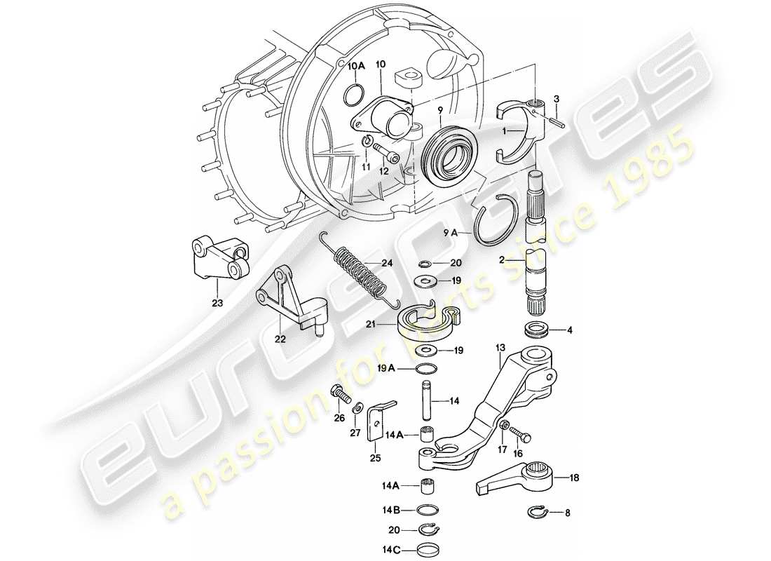 porsche 1984 (911) clutch release part diagram