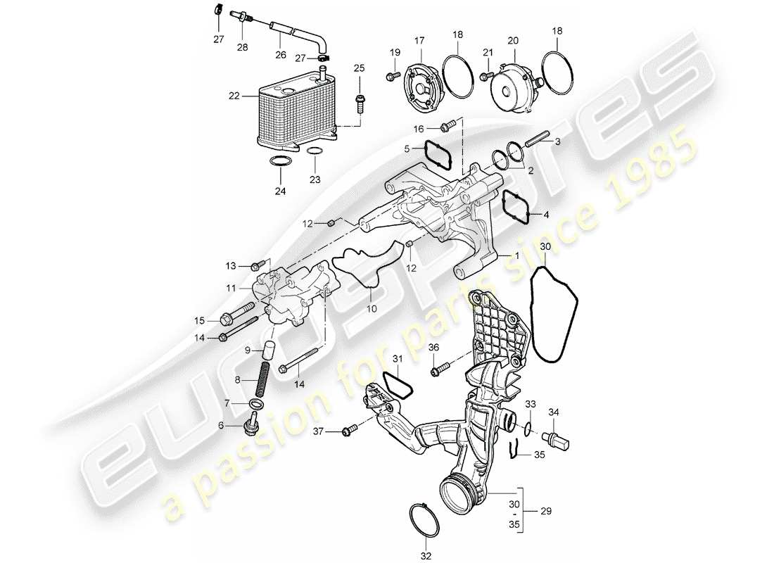 porsche 2007 (987 boxster) oil pump tandem vane pump parts diagram