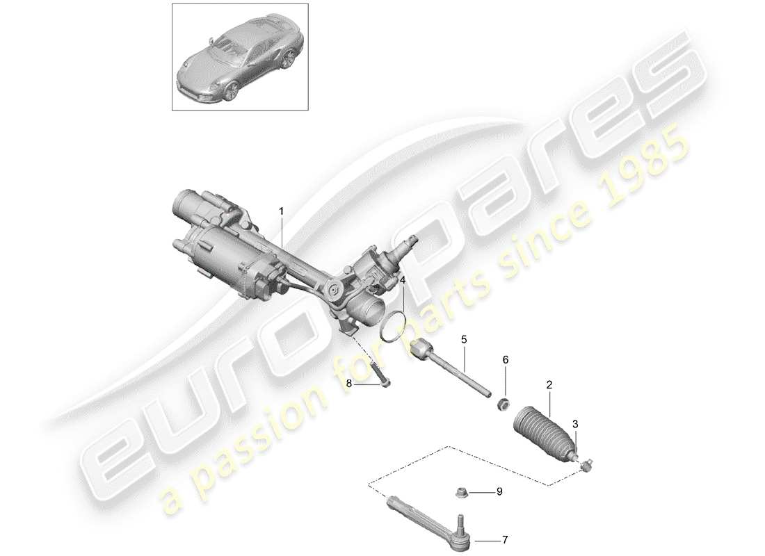 porsche 2015 (991-1 turbo) steering gear d >>- mj 2016 part diagram