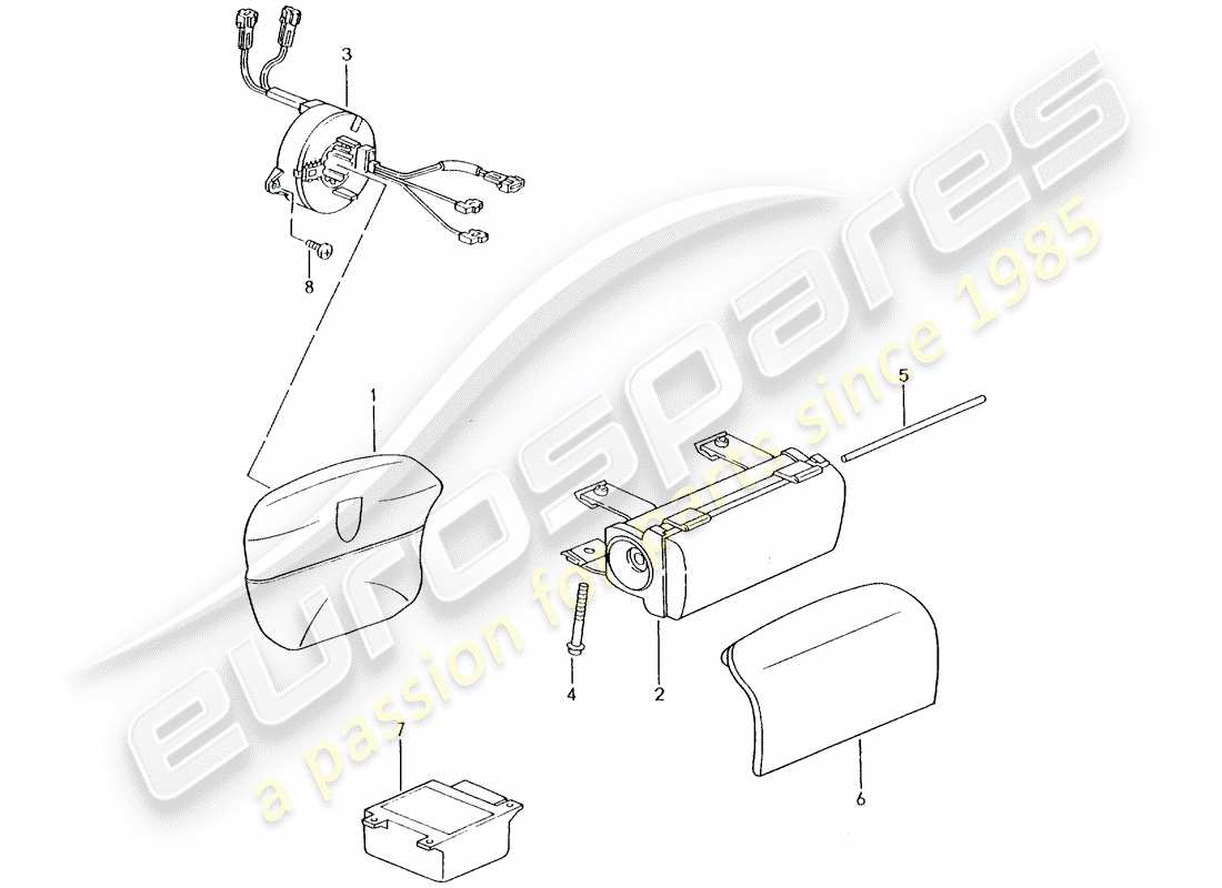 porsche 2003 (996 turbo / gt2) airbag part diagram