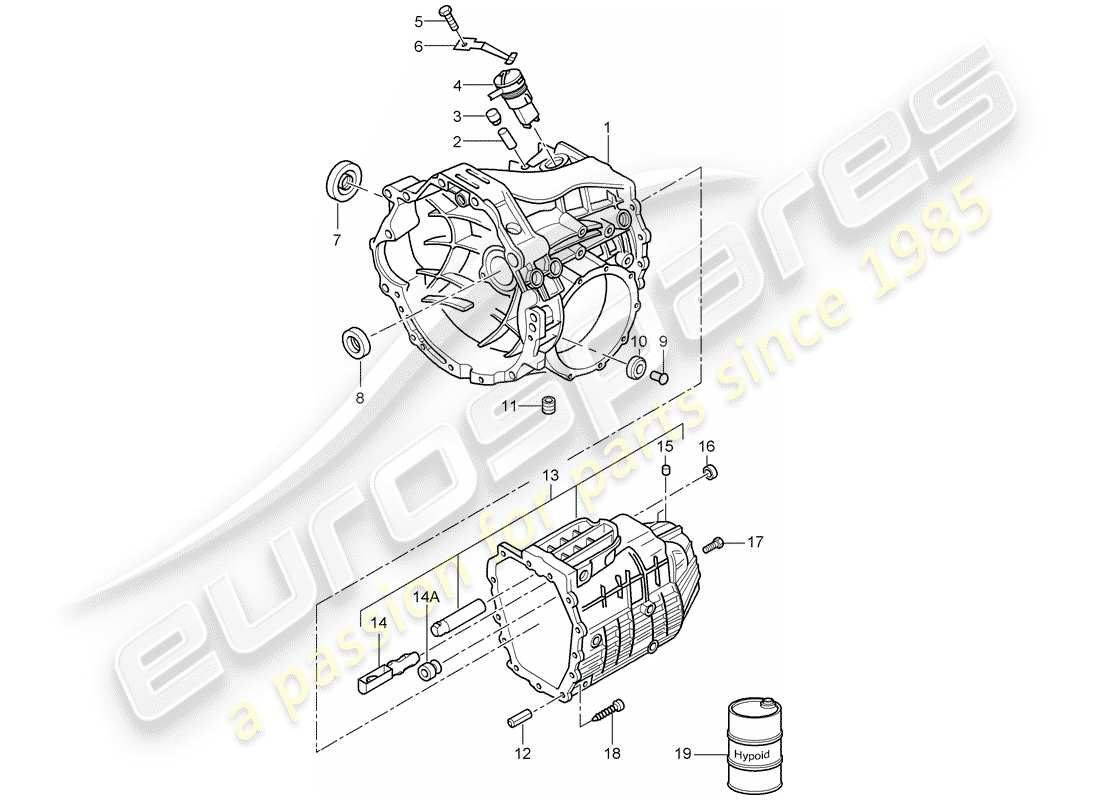 porsche 2008 (987 boxster) 5-speed manual transmission gear housing parts diagram