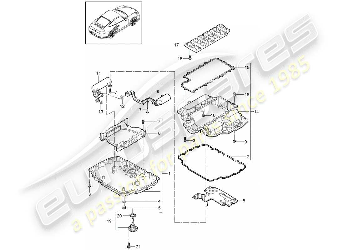porsche 2013 (997-2 turbo / gt2 rs) oil pan parts diagram