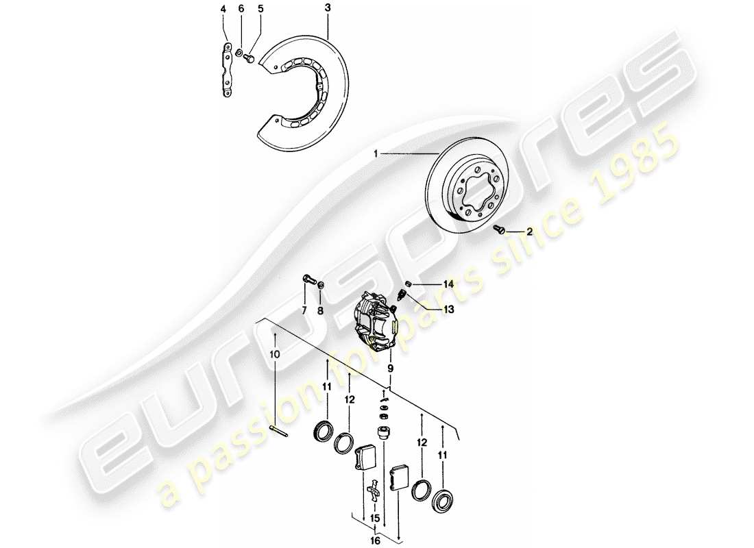 porsche 1971 (914) disc brakes part diagram