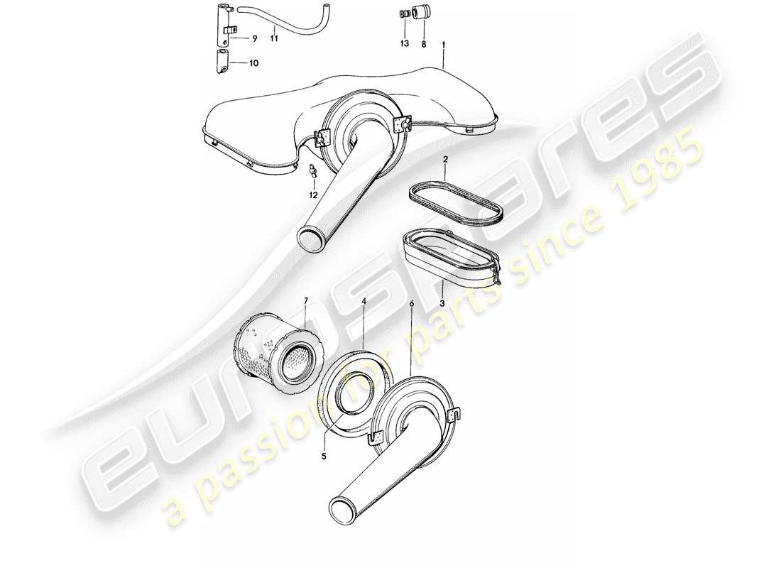 porsche 1973 (914) air cleaner system part diagram