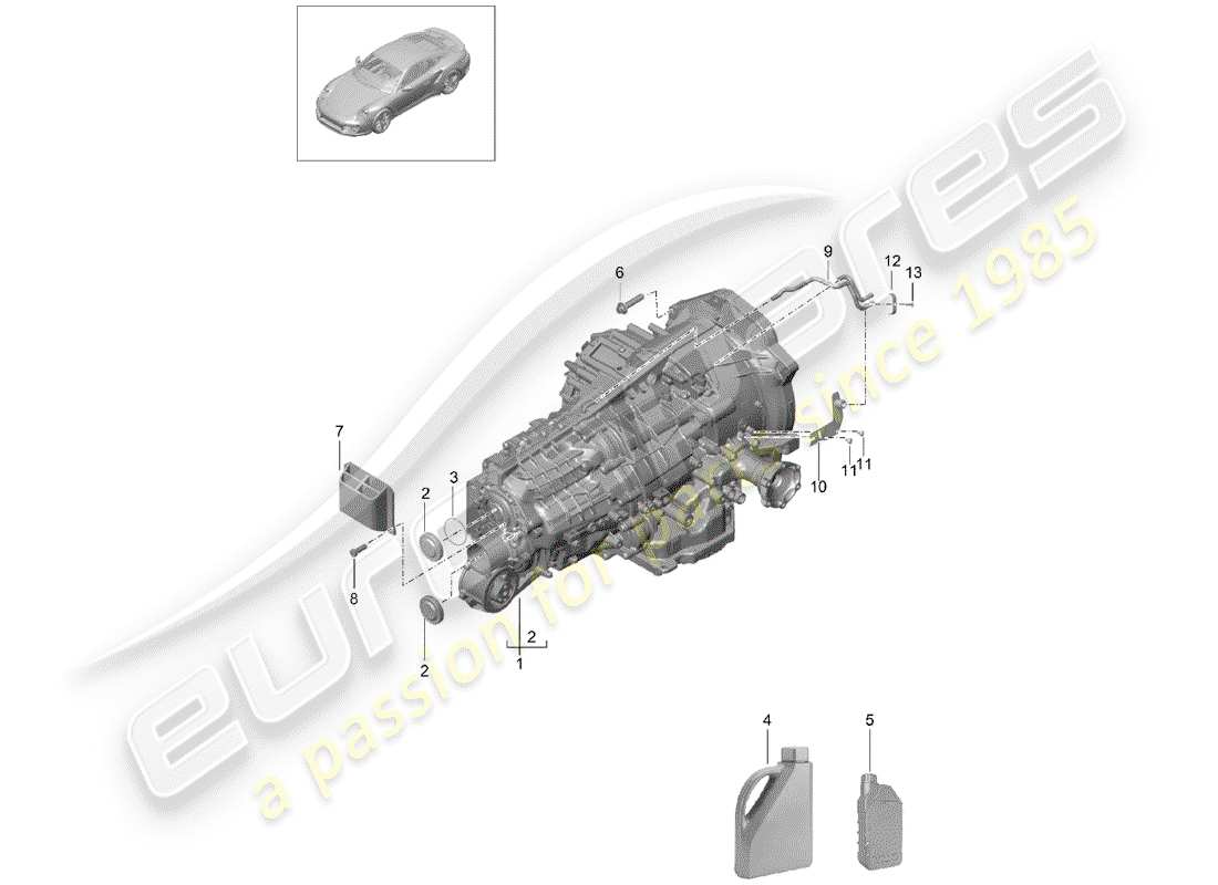 porsche 2014 (991-1 turbo) - pdk - gearbox (exchange part) part diagram