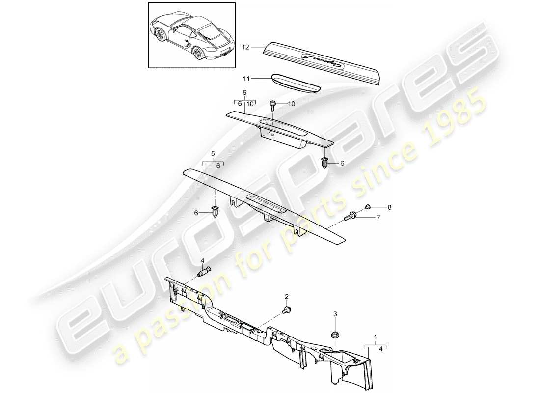 porsche cayman 987 (2012) lining parts diagram