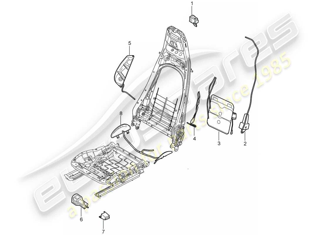porsche 2009 997-2 turbo / gt2 lumbar support parts diagram