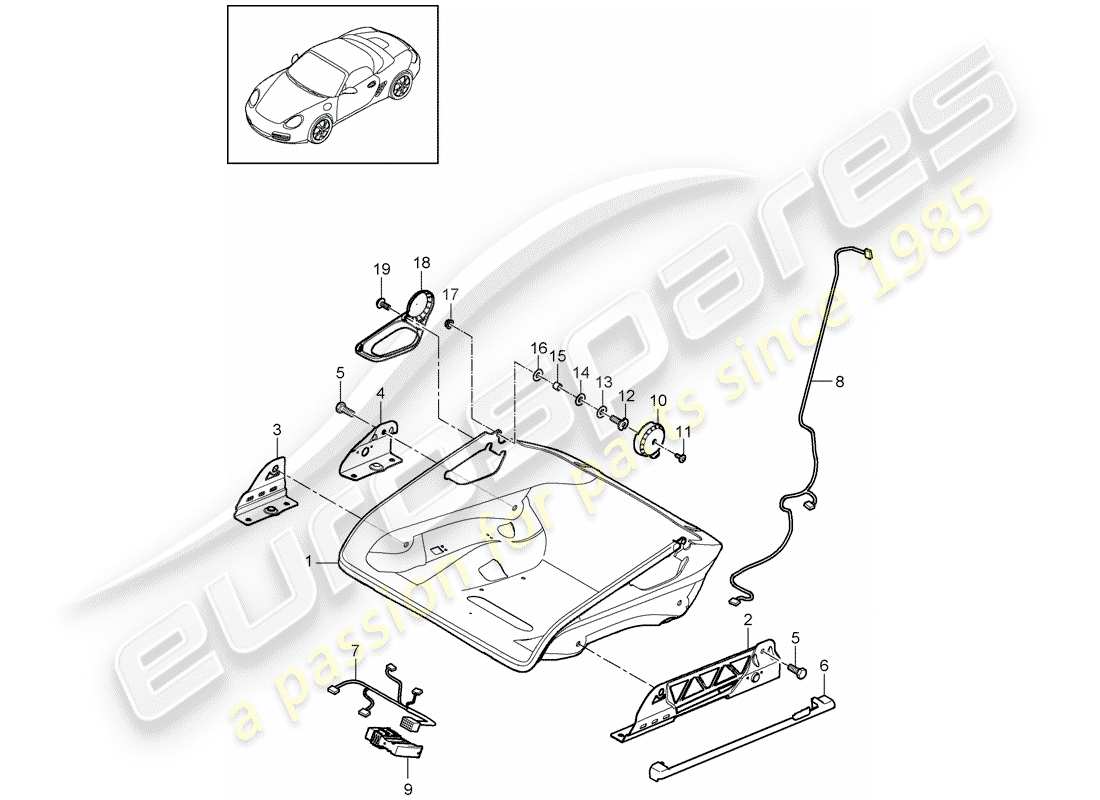 porsche 2012 (987 boxster) bucket seat folding seat frame accessories d - mj 2009>> parts diagram