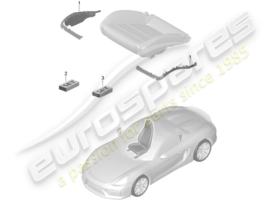 porsche 2016 (981 boxster spyder) seat padding frame sports seat plus repair set seat occupied recognition parts diagram