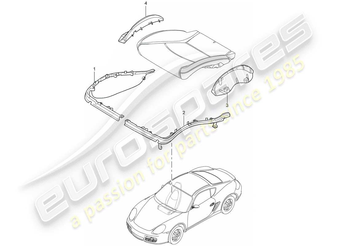 porsche 2007 (987 cayman) frame seat cushion sports seat part diagram
