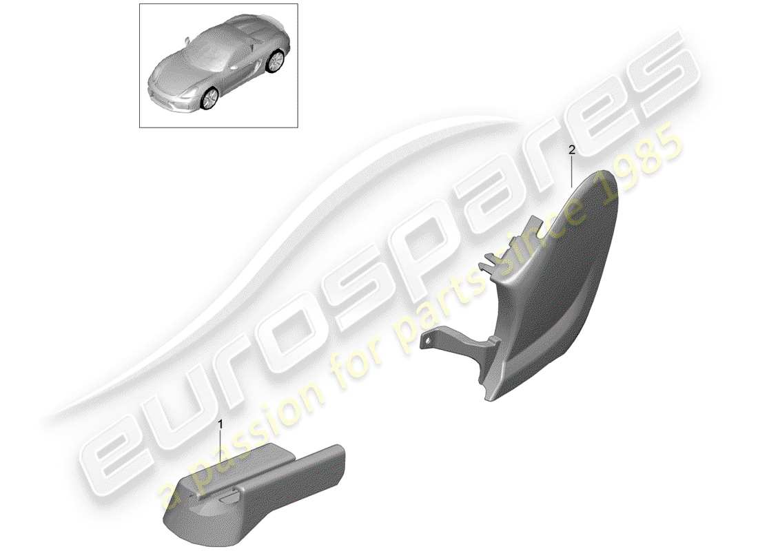 porsche 2016 (981 boxster spyder) seat front (complete) sports seat plus no longer available trim cover panel parts diagram