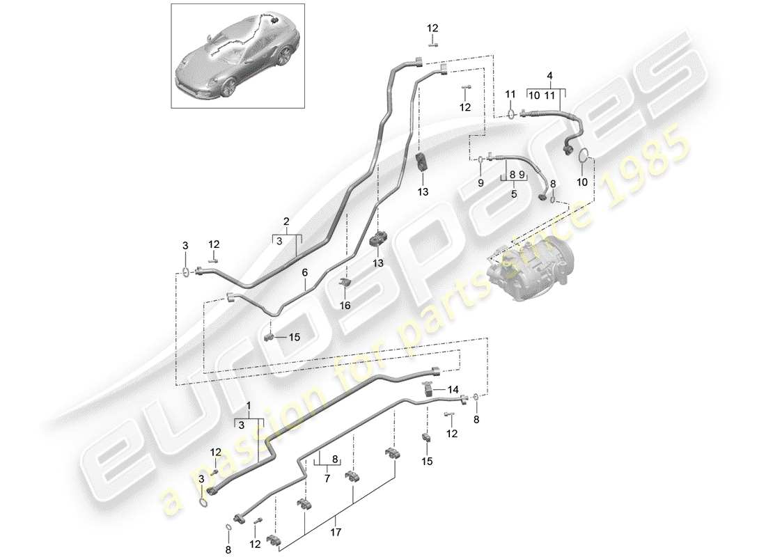 porsche 2014 (991-1 turbo) refrigerant circuit underbody and rear end d >>- mj 2016 part diagram