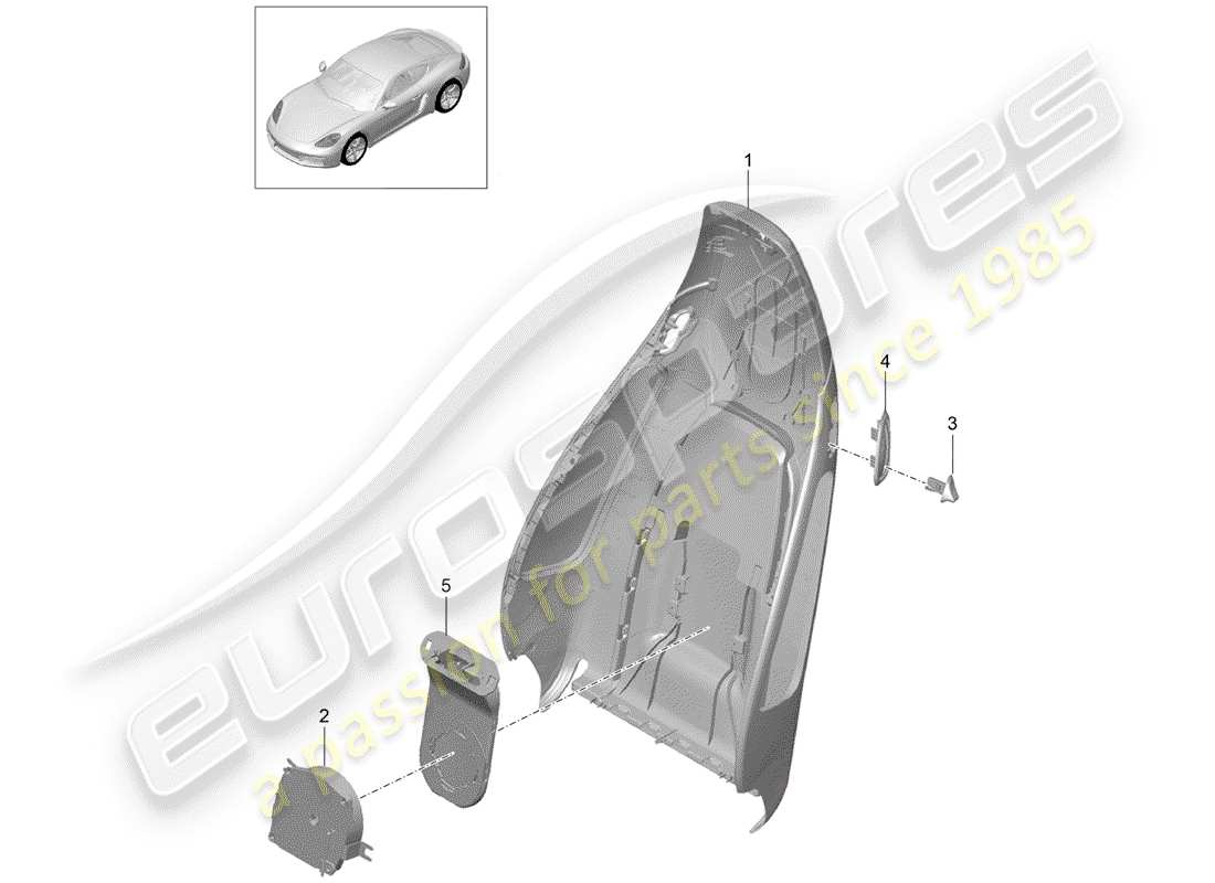 porsche 2017 (718 cayman) backrest shell sports seat plus accessories part diagram