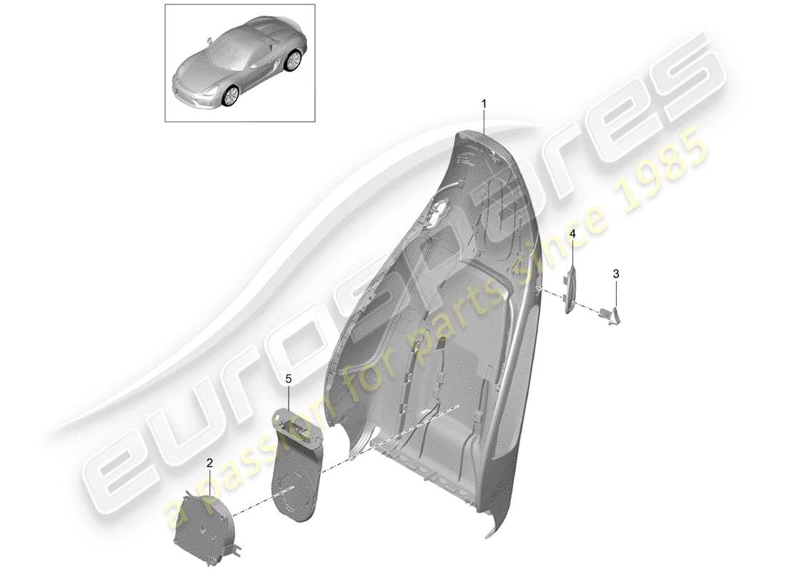 porsche 2016 (981 boxster spyder) backrest shell sports seat plus accessories parts diagram
