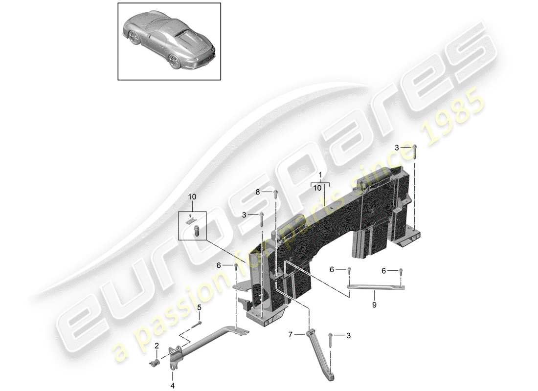 porsche 2016 (991-1 r/gt3/rs) overroll protection retaining frame part diagram