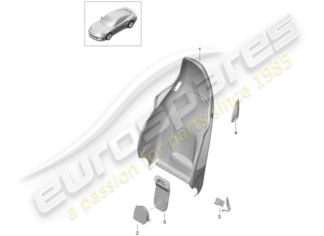 porsche 2014 (991-1 turbo) backrest shell sports seat plus accessories d - mj 2017>> part diagram