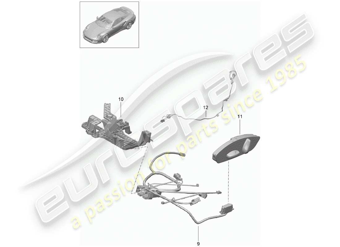 porsche 2015 (991-1 turbo) wiring looms switch control units electric motor sports seat plus part diagram