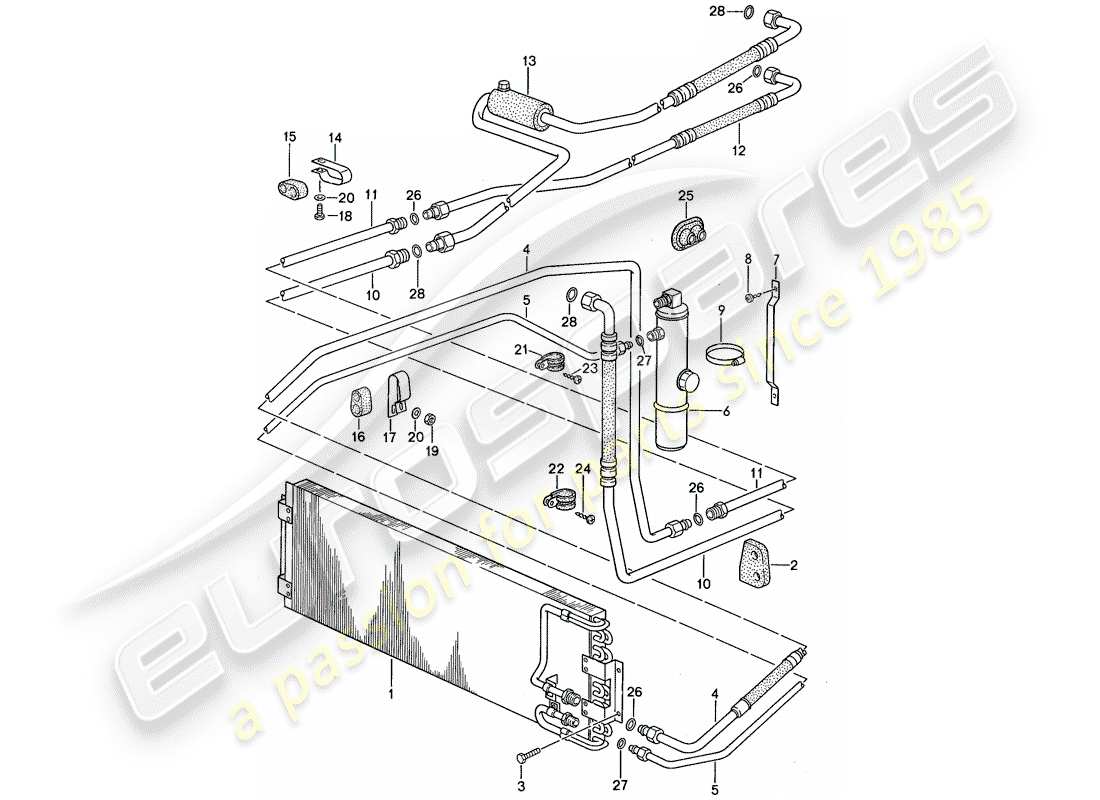 porsche 1988 (959) air conditioner 2 parts diagram