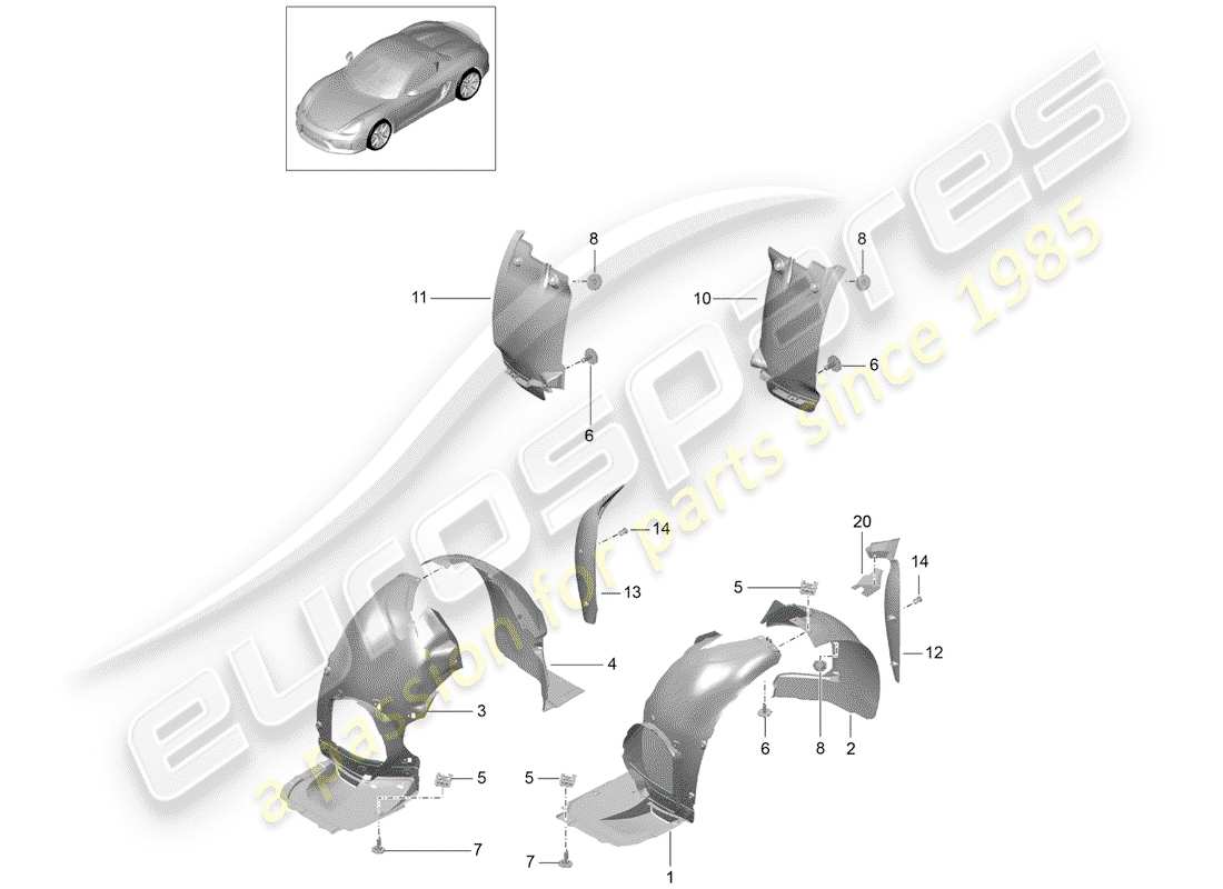 porsche 2016 (981 boxster spyder) trims wheel housing parts diagram