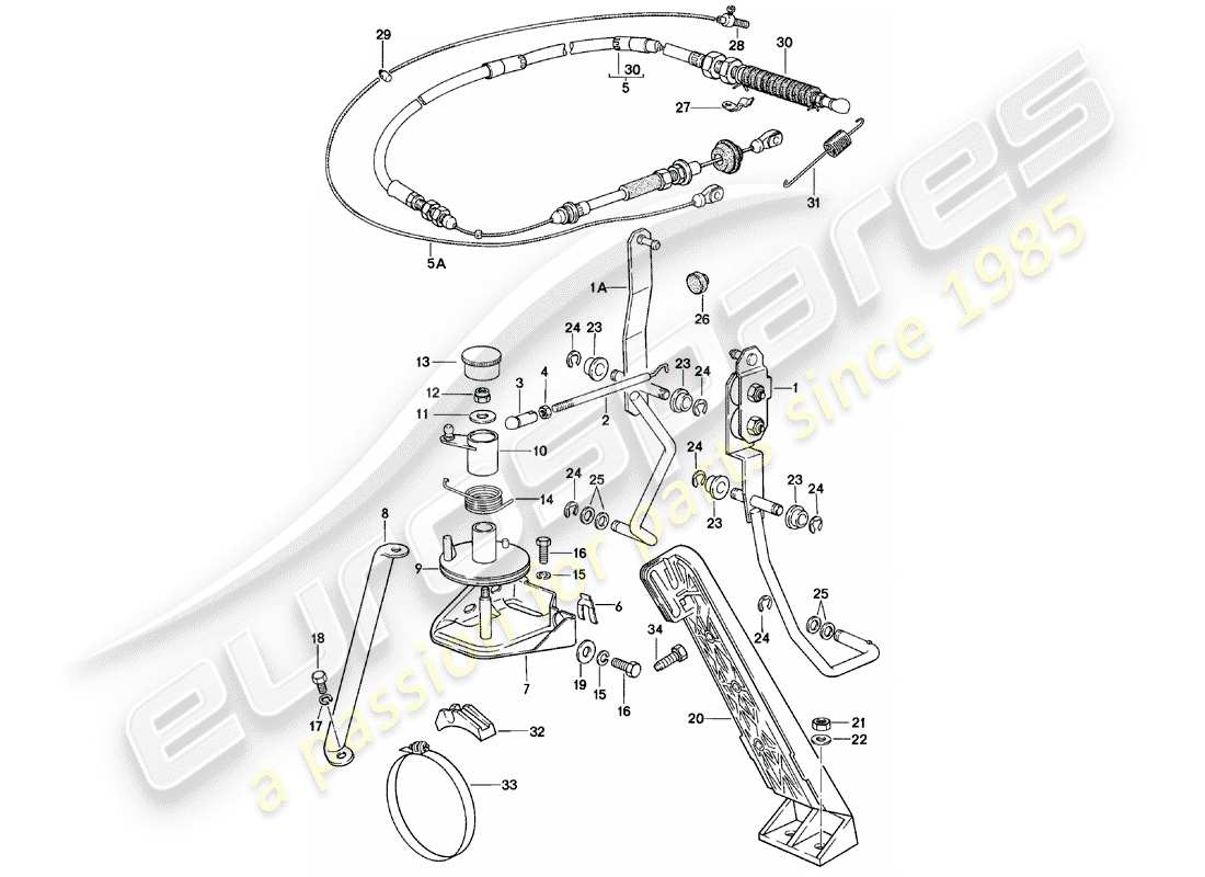 porsche 1985 (924) throttle control - accelerator cable - for - automatic transmission parts diagram