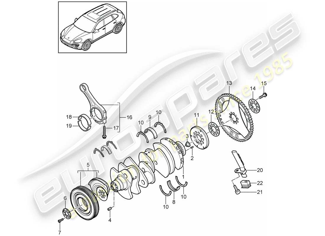 porsche 2015 (cayenne e2 92a) crankshaft conrod part diagram