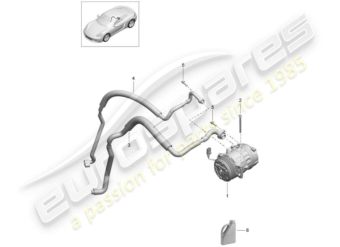 porsche 2017 (718 cayman) compressor air conditioning part diagram