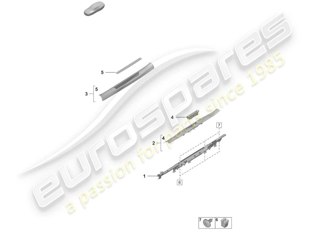 porsche 2020 (992-1) side member trim inner parts diagram